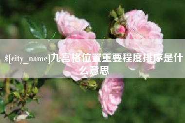 驻马店九宫格位置重要程度排序是什么意思